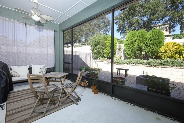 a outdoor space with chairs