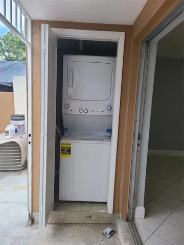 a utility room with a washer and dryer