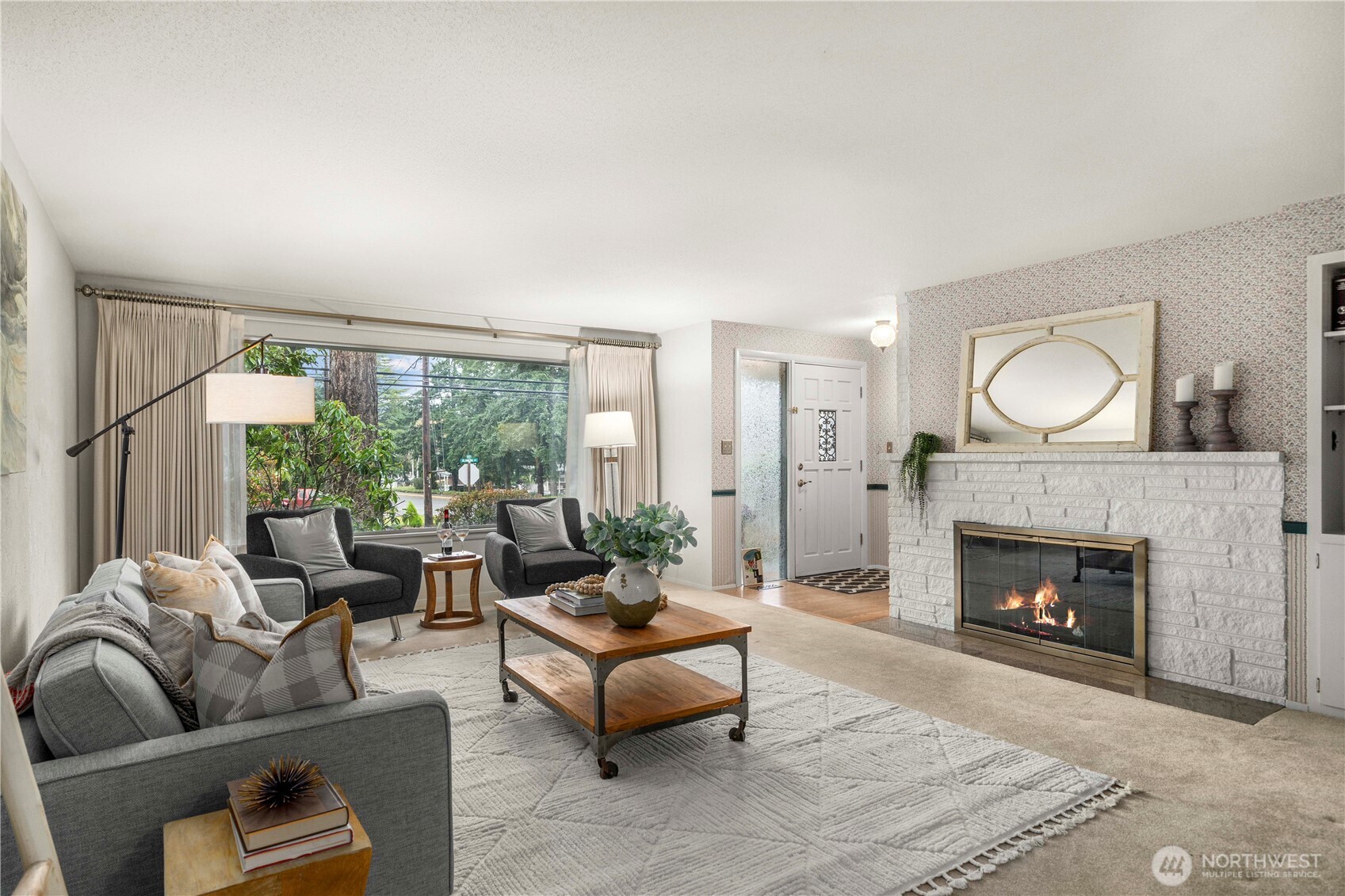 914 Alameda Avenue Fircrest, WA 98466 - Photo 7 of 40 a living room with furniture and a fireplace