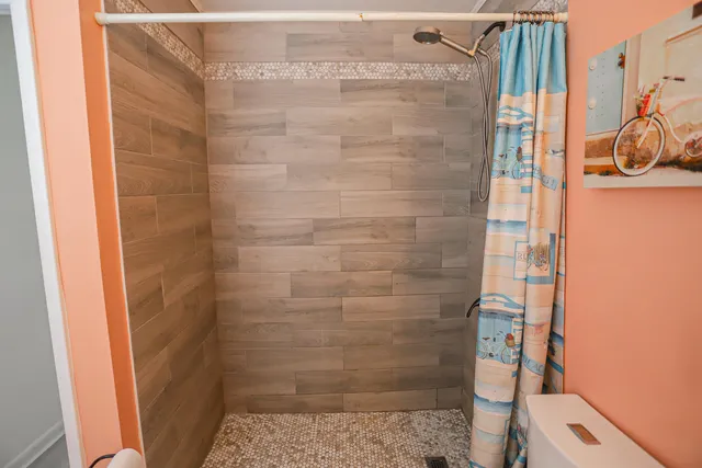 a bathroom with a shower