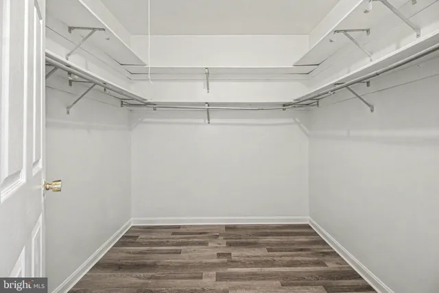 a view of an empty walk in closet