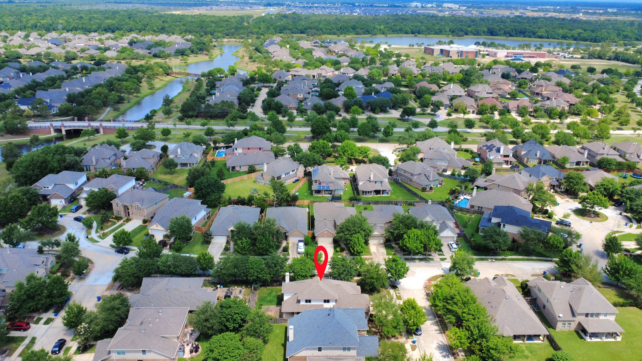 12131 Cove Ridge Lane Cypress, TX 77433 - Photo 44 of 46 an aerial view of residential houses with outdoor space and trees