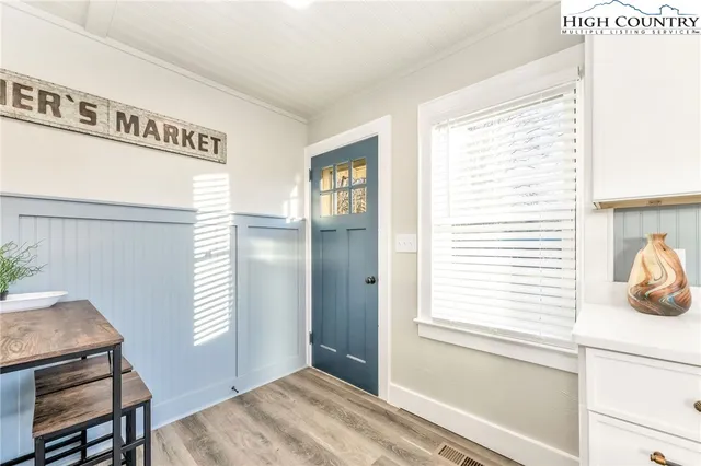 a view of a bedroom and window