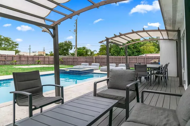 a view of chairs and a tables in the patio