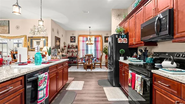 a kitchen with lots of counter top space