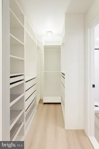 a view of an empty walk in closet
