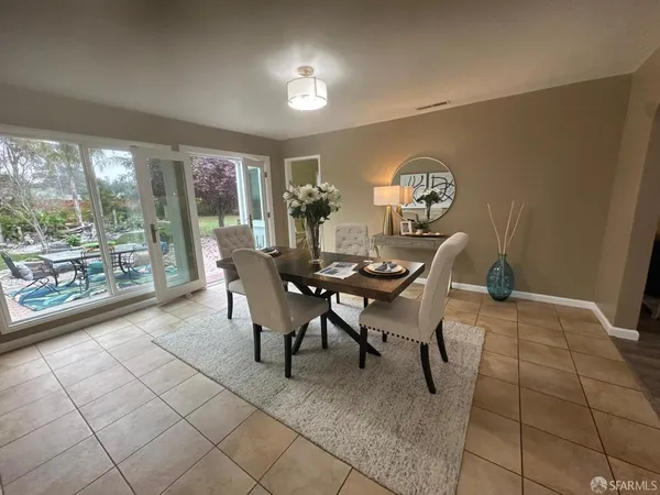 a workspace with furniture and a table