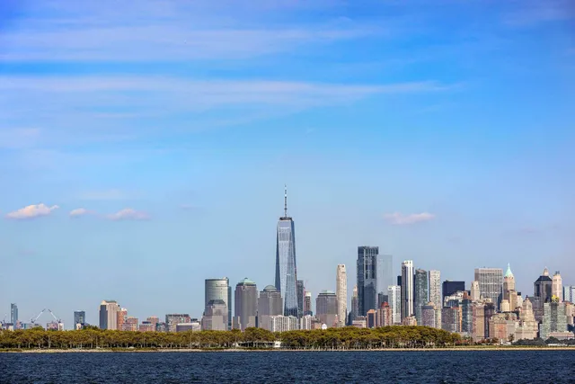 a view of a city with tall buildings