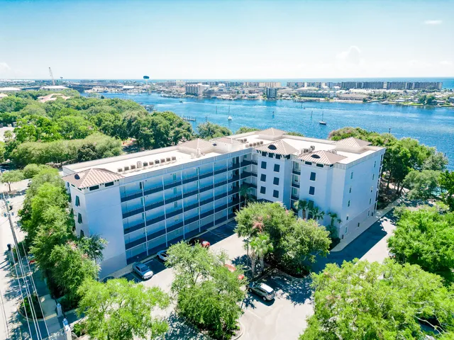 an aerial view of a house with a garden