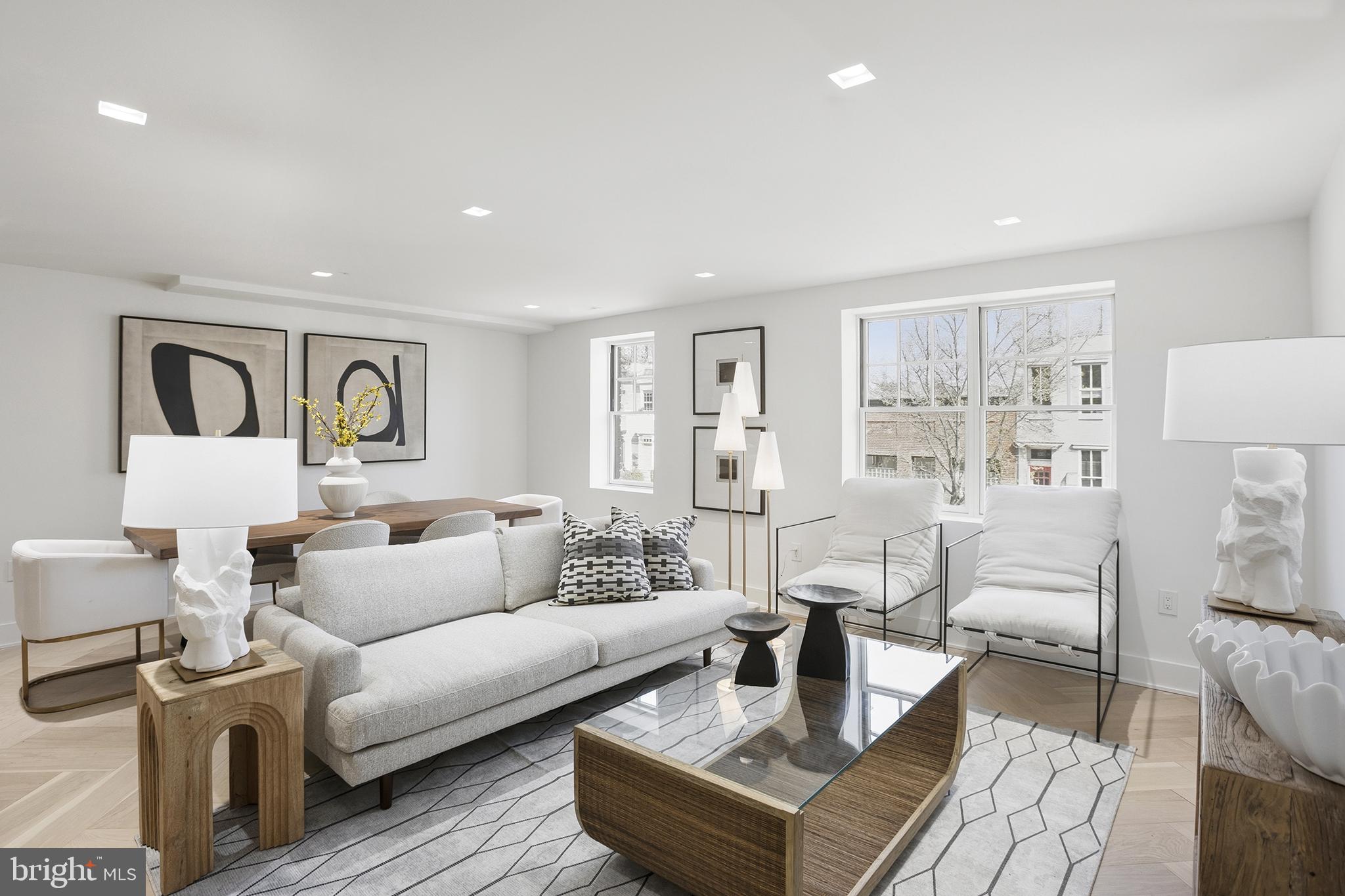Bright and airy modern living space.