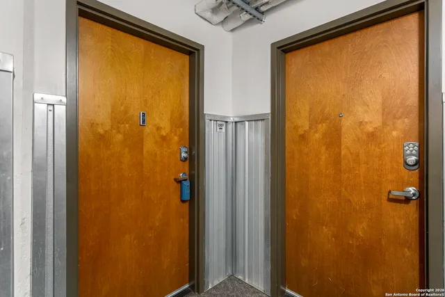 a bathroom with a large window