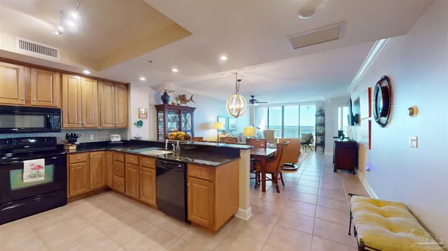 a kitchen with lots of counter top space