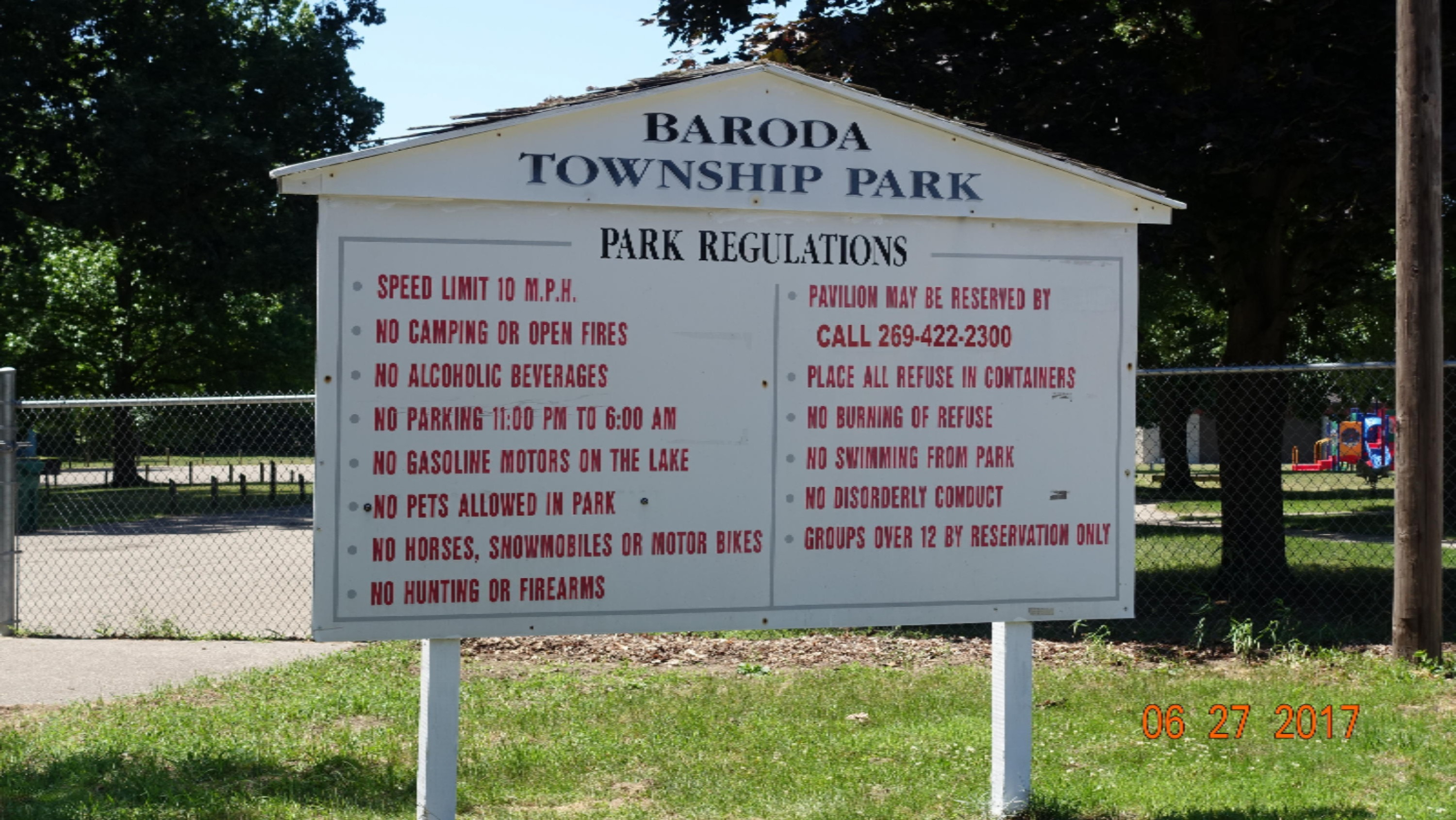 1347 West Lemon Creek Road Baroda, MI 49101 - Photo 29 of 34 twp park sign