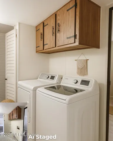 a utility room with dryer and washer