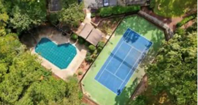 an aerial view of a house