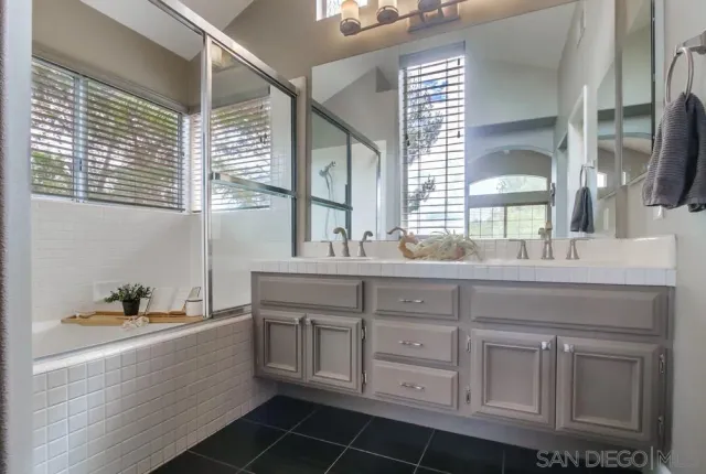 a bathroom with a sink a vanity and a mirror