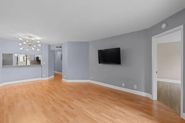 a view of a livingroom with a flat screen tv