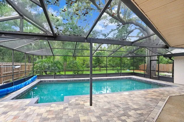 a view of a field with a tree