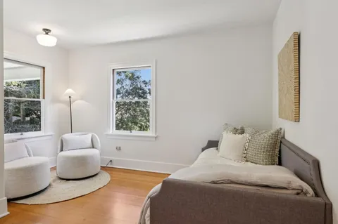 a view of an empty room with a garage