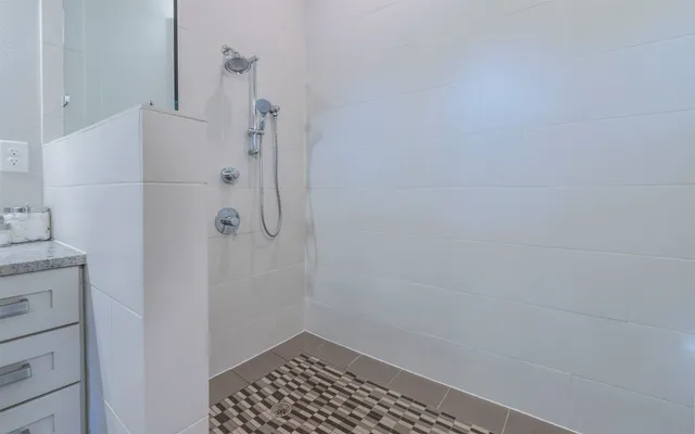 a bathroom with a shower