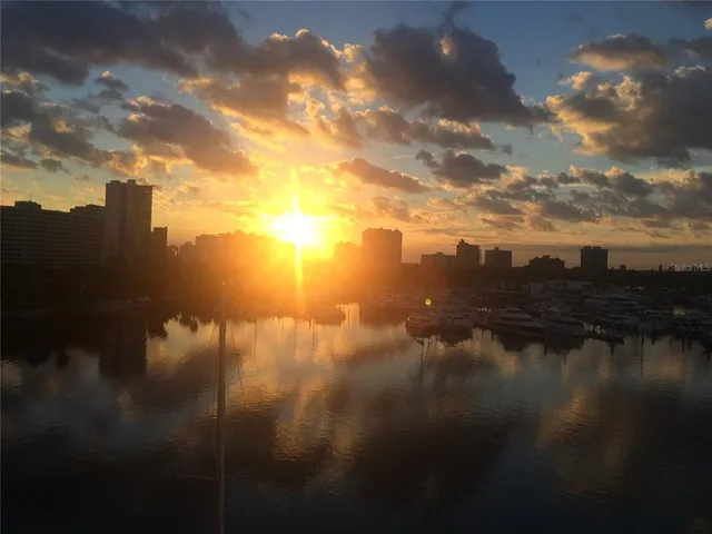 a view of a lake from a city