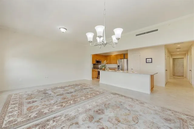 a view of a livingroom with a chandelier