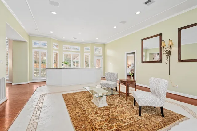 a living room with a couch and a table