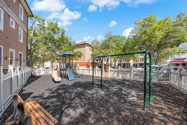 a view of a park with plants