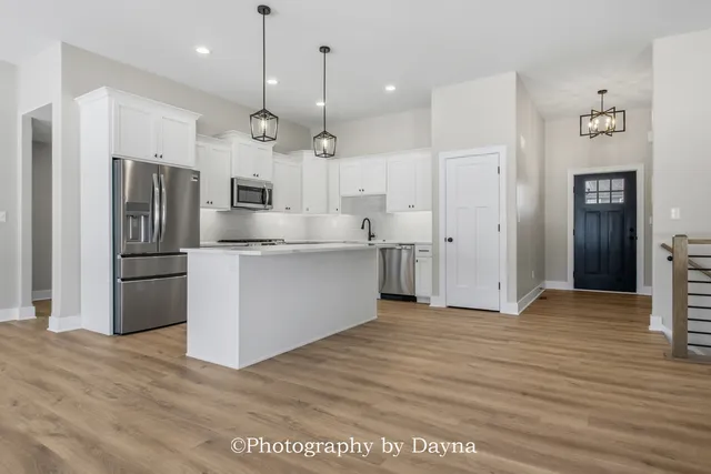 an empty room with windows