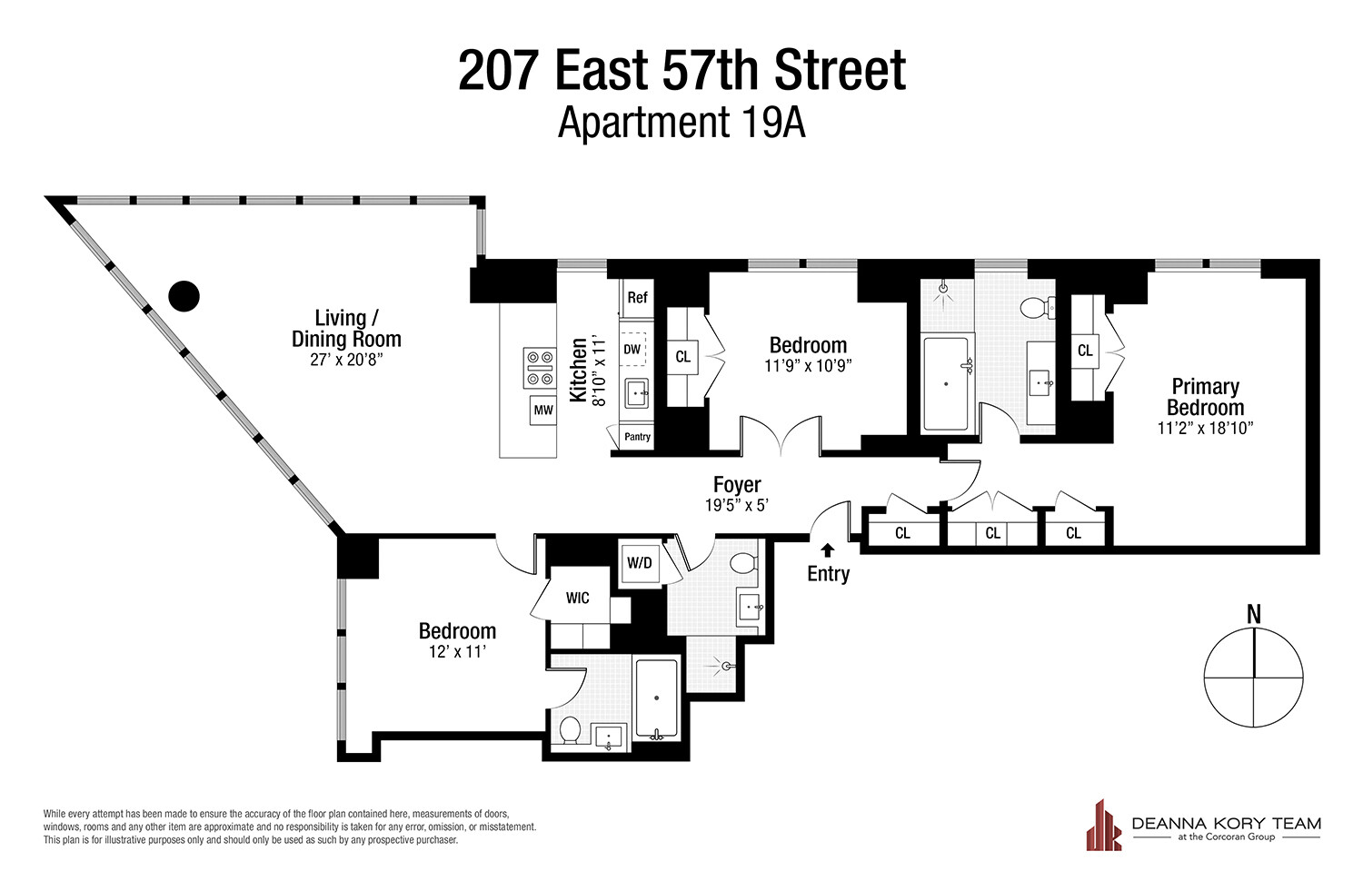 207 East 57th Street, Unit 19A Manhattan, NY 10022 - Photo 9 of 9 a picture of a floor plan