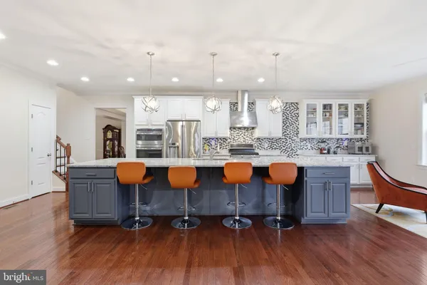 a large kitchen with lots of counter space