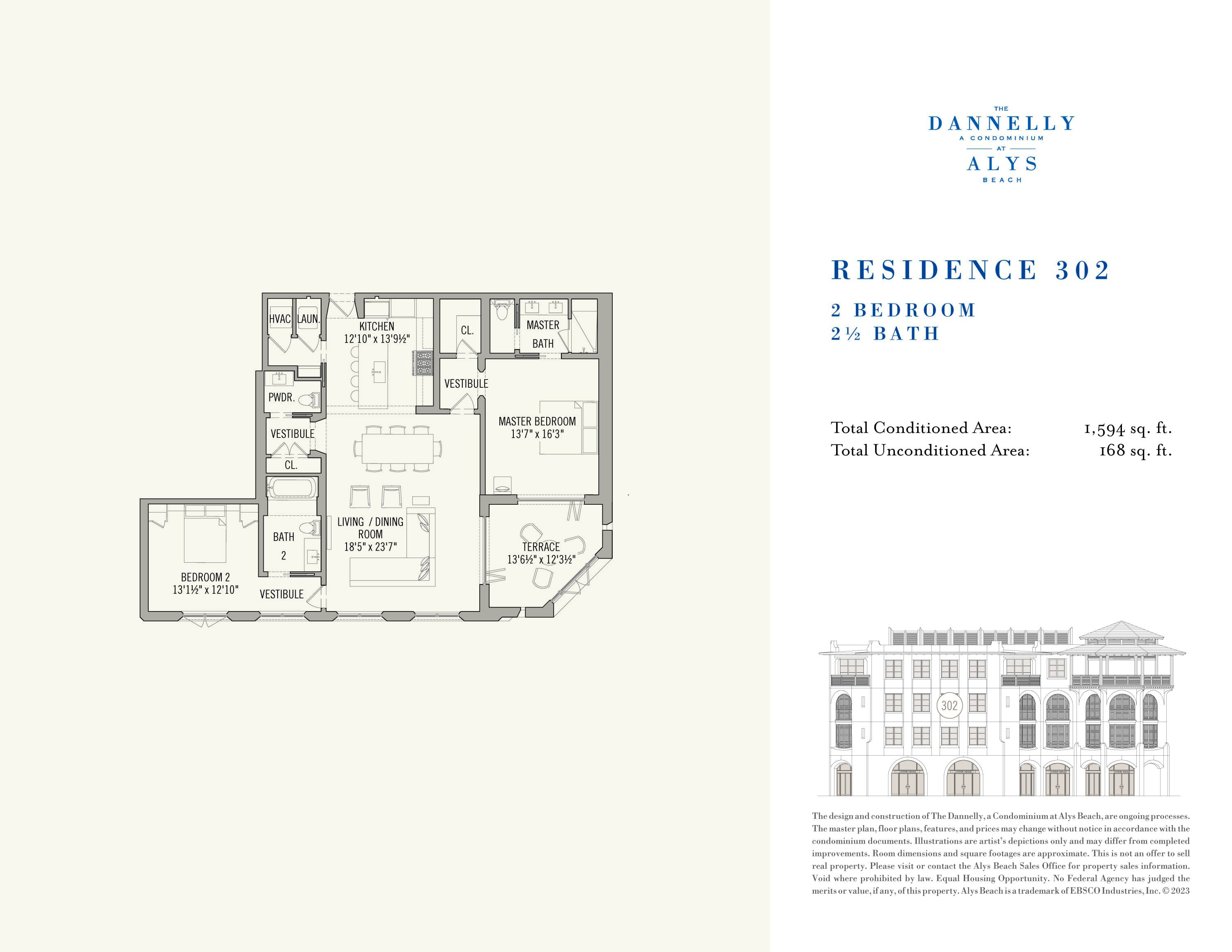 Tbd Tbd Mark Twain Ln Inlet Beach, Unit DANNELLY 302 Inlet Beach, FL 32461 - Photo 7 of 19 a picture of a floor plan
