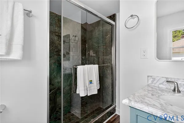 a bathroom with a shower
