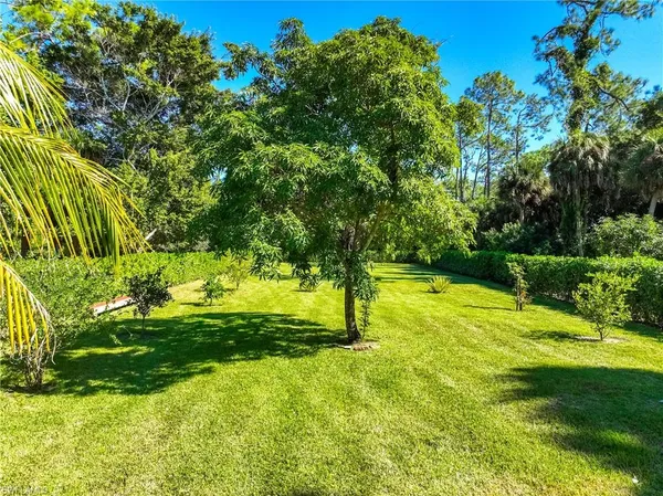 a view of a golf course with a garden