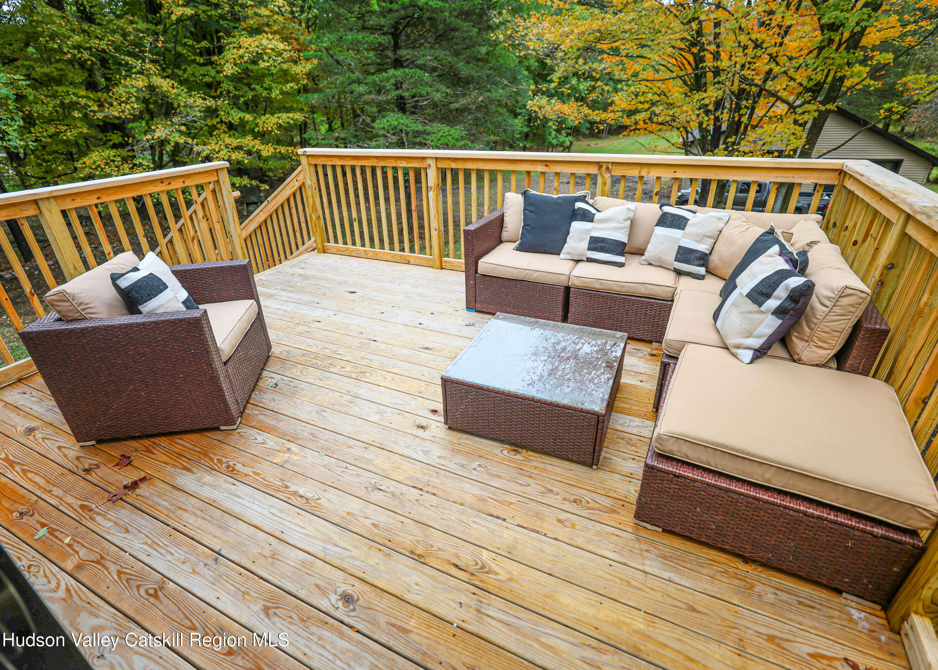 169 West Saugerties Road Saugerties, NY 12477 - Photo 28 of 43 a roof deck with couches and wooden floor