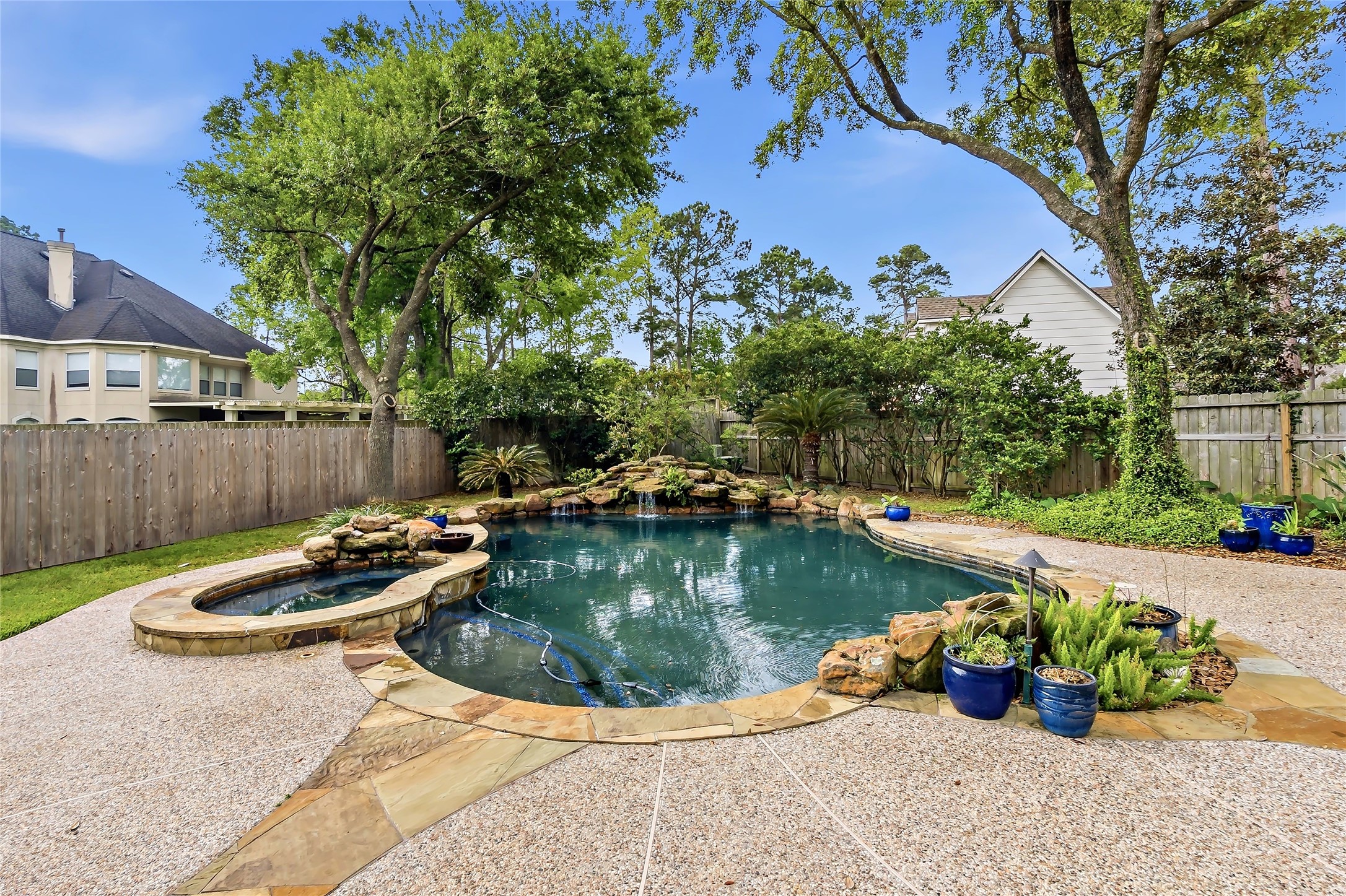 3335 Woods Edge Drive Spring, TX 77388 - Photo 44 of 47 Pool and Hot Tub with two rock waterfalls!