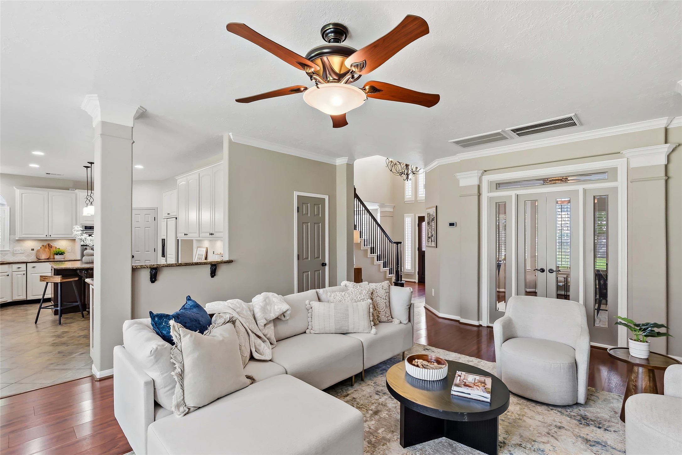 3335 Woods Edge Drive Spring, TX 77388 - Photo 7 of 47 Living w/Open Concept Kitchen w/French Doors leading into Study