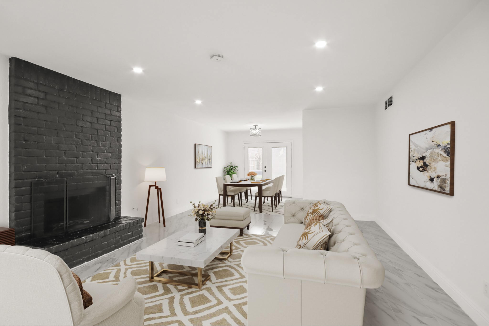 24127 Spring Fork Drive Spring, TX 77373 - Photo 5 of 17 Virtually Staged: Beautifully connected layout flows from the living area to the dining space, creating an ideal setting for both everyday comfort and effortless entertaining.