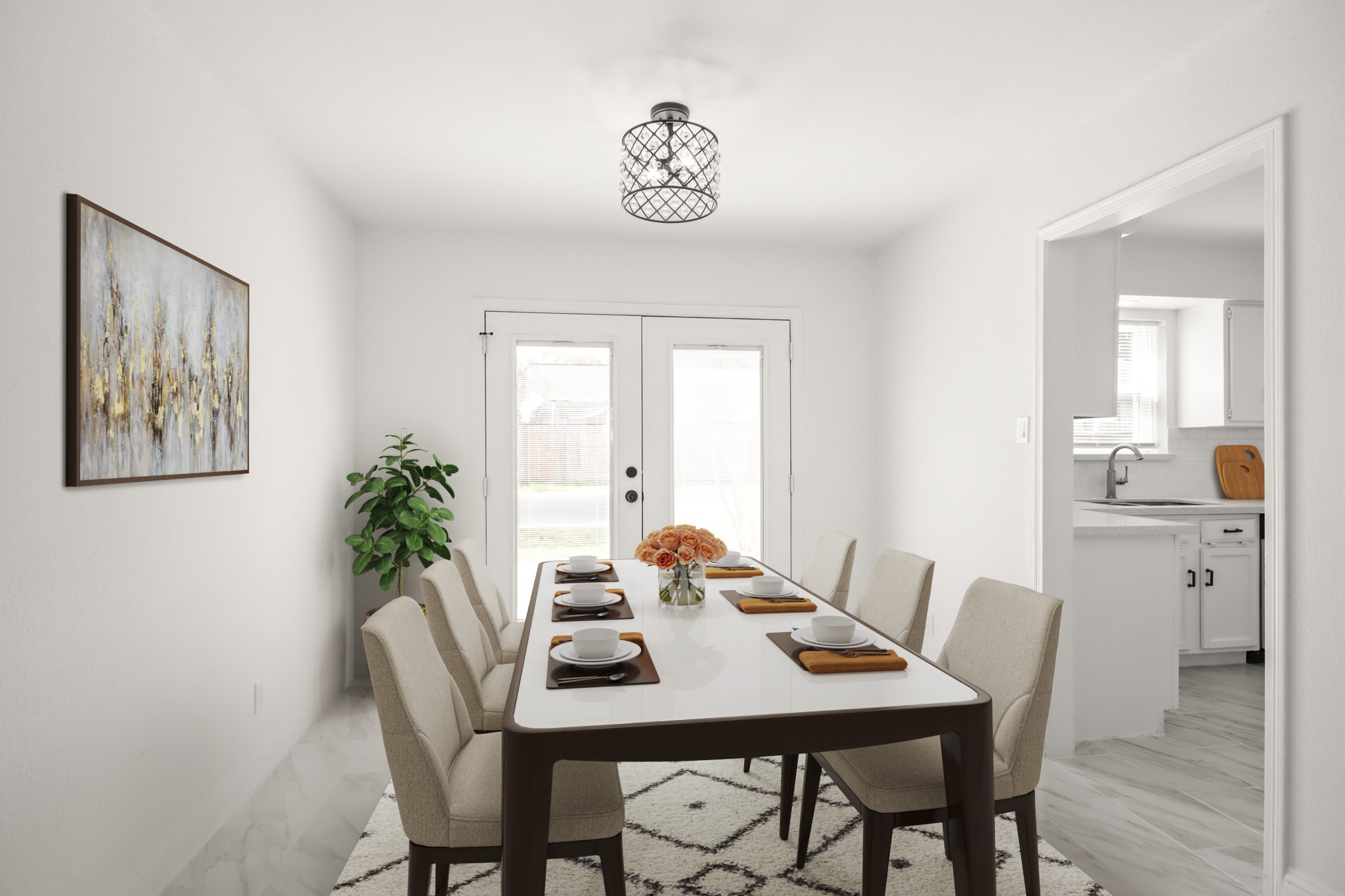 24127 Spring Fork Drive Spring, TX 77373 - Photo 6 of 17 Virtually Staged: The dining area provides a warm and welcoming atmosphere, perfectly sized for gatherings and conveniently located just steps from the kitchen.