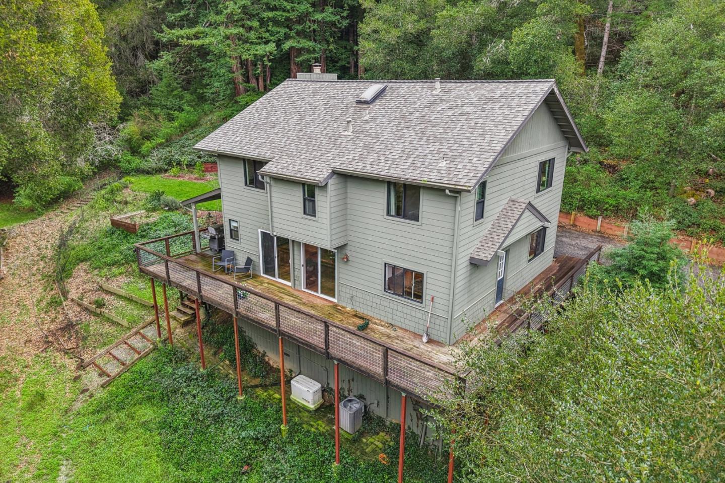 17386 Tressel Pass Road Boulder Creek, CA 95006 - Photo 41 of 41 an aerial view of a house with yard porch and sitting area