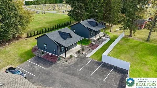 an aerial view of a house