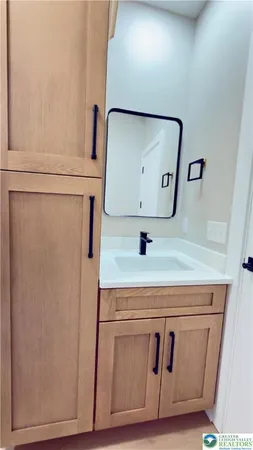 a bathroom with a bathtub