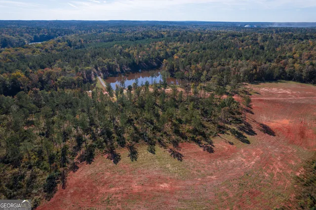 a view of lake and green space