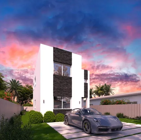 a view of a car parked in front of a house
