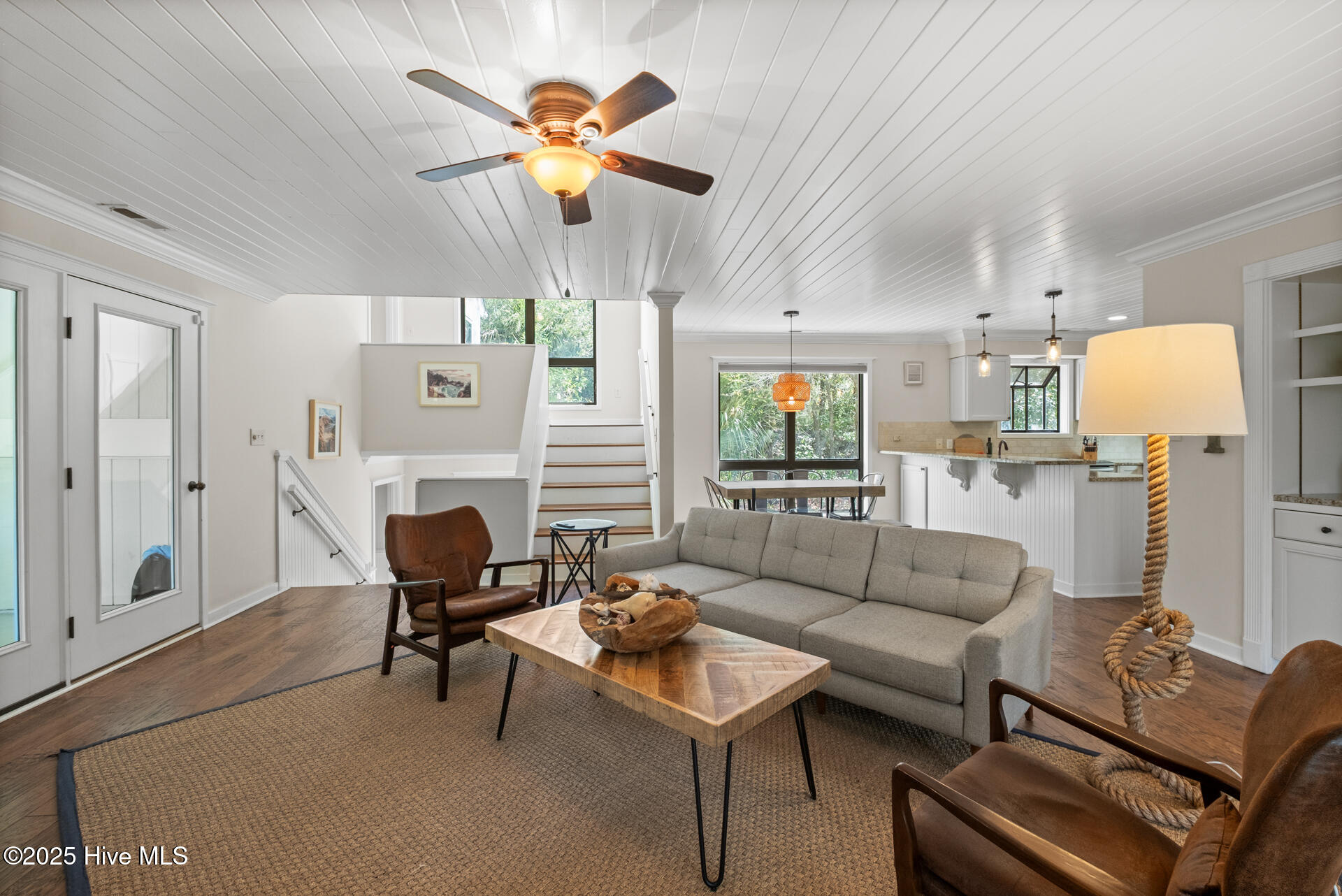 8 Racerunner Court Bald Head Island, NC 28461 - Photo 5 of 45 Great Room w/Hardwood Floors, fireplace, screened porch & covered Porch