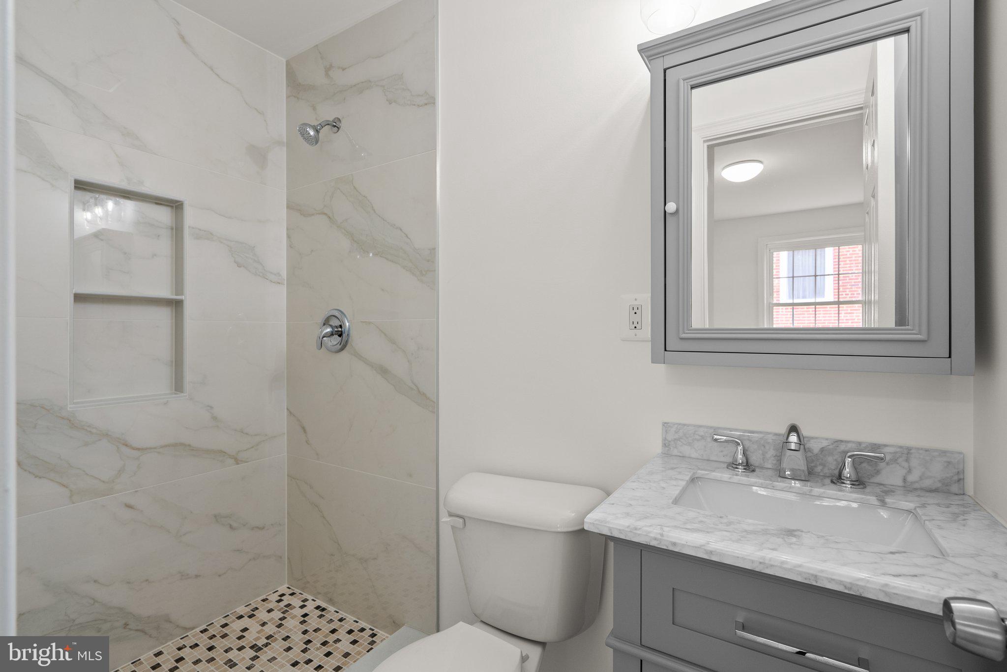 10110 McKenney Avenue Silver Spring, MD 20902 - Photo 21 of 56 a bathroom with a granite countertop sink toilet and shower