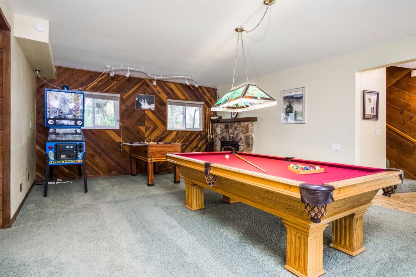 661 Sugar Pine Road Scotts Valley, CA 95066 - Photo 19 of 40 a room with pool table and windows