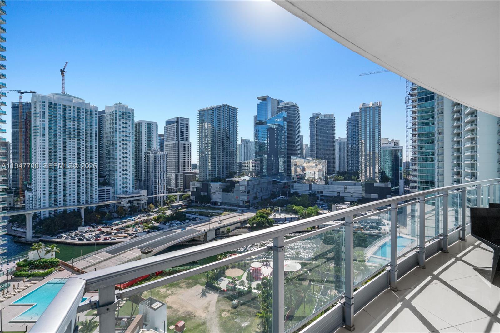 90 Southwest 3rd Street, Unit 2204 Miami, FL 33130 - Photo 43 of 51 a view of a city skyline from a balcony