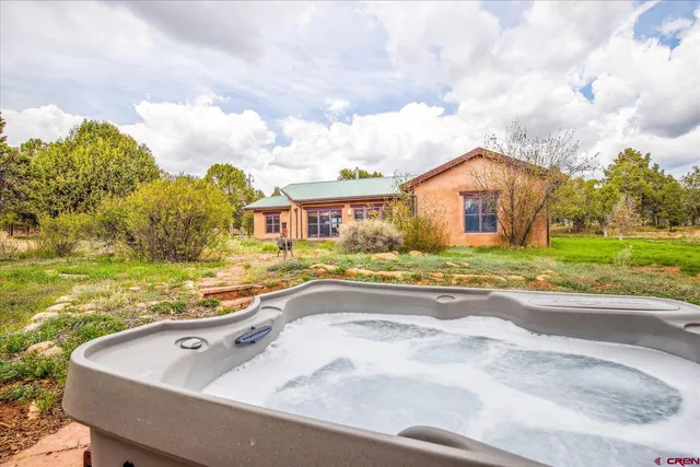 a view of swimming pool with outdoor seating and barbeque oven