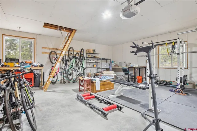 a view of a room with gym equipment